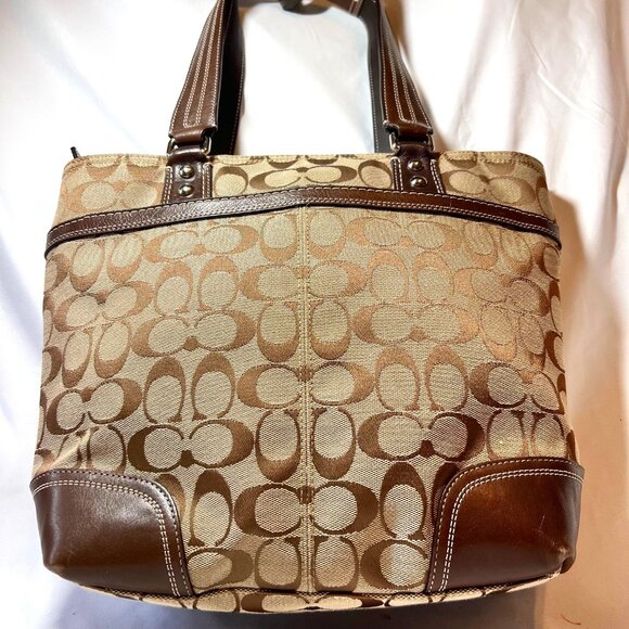 Coach Jacquard/Leather Hampton Collect. Vintage-Turnlock-Brown/Tan Textile Signa - Picture 5 of 16
